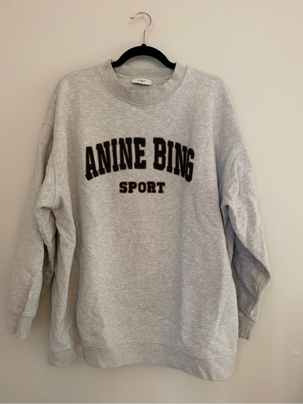 Anine Bing Light Gray Logo Crewneck Sweatshirt